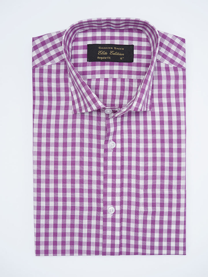 Burgundy Checkered, Elite Edition, Cutaway Collar Men’s Formal Shirt (FS-2244)