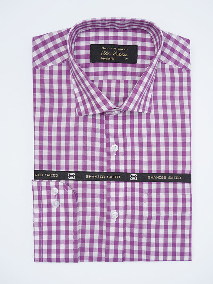 Burgundy Checkered, Elite Edition, Cutaway Collar Men’s Formal Shirt (FS-2244)