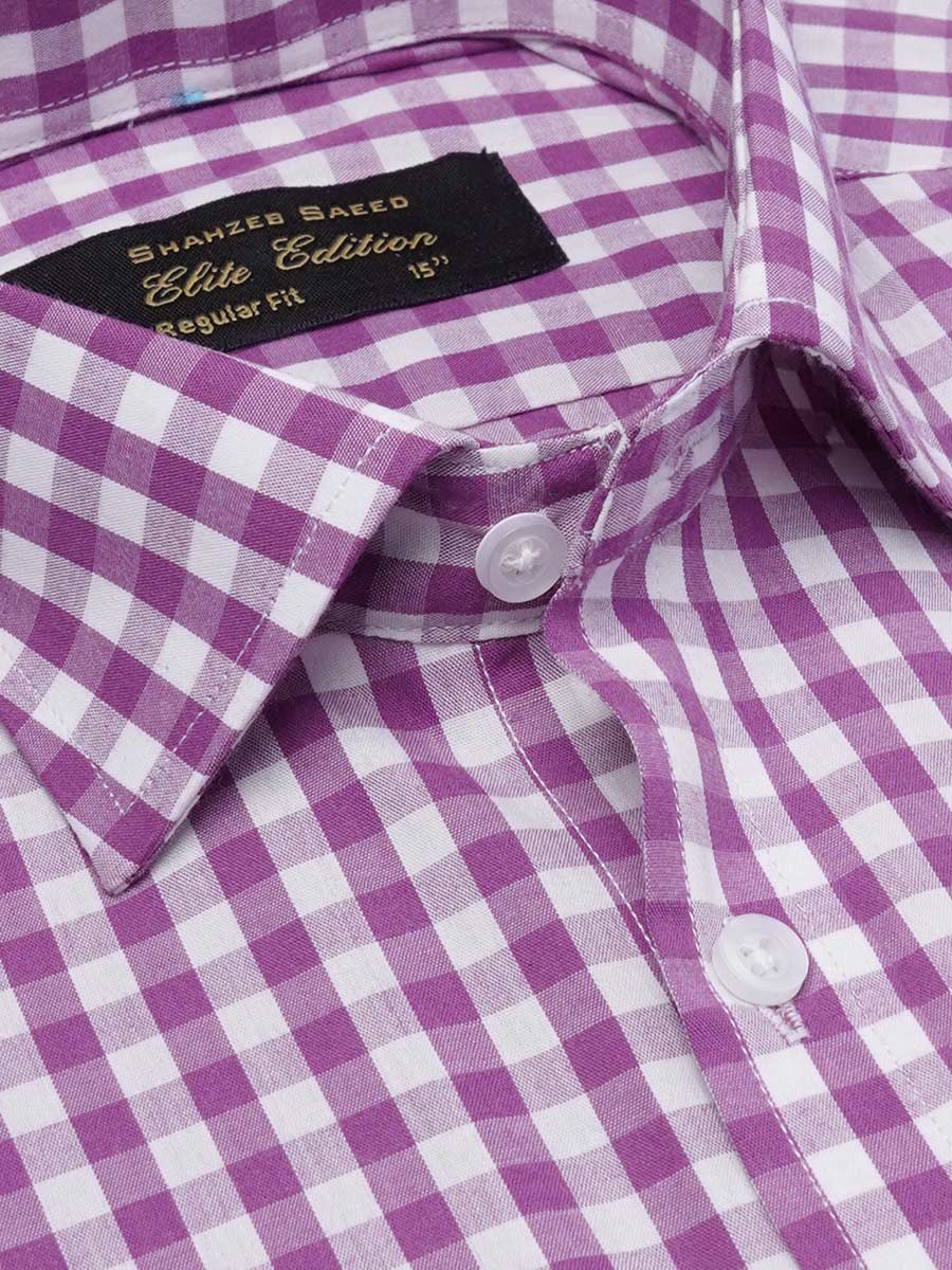 Burgundy Checkered, Elite Edition, Cutaway Collar Men’s Formal Shirt (FS-2244)