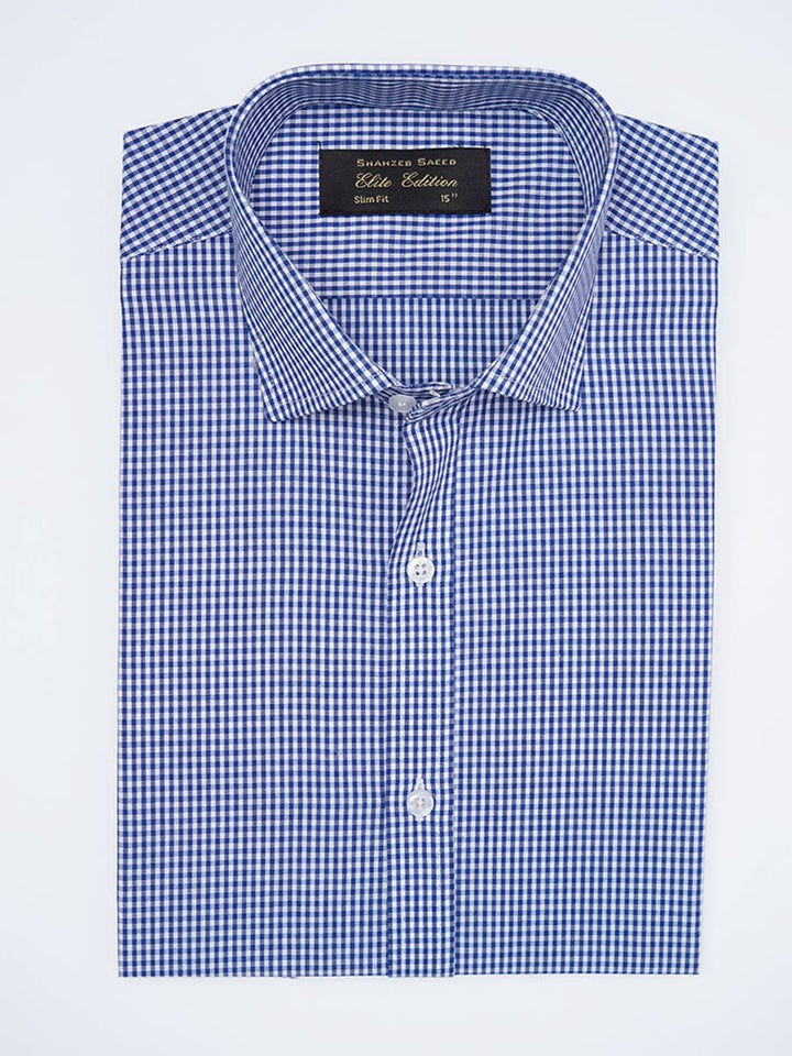 Dark Blue Checkered, Elite Edition, Cutaway Collar Men’s Formal Shirt (FS-2246)