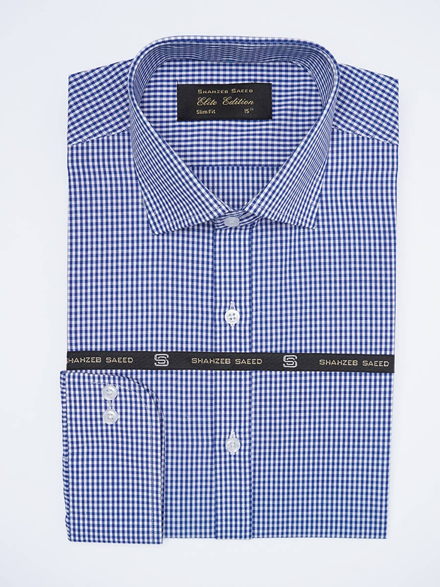 Dark Blue Checkered, Elite Edition, Cutaway Collar Men’s Formal Shirt (FS-2246)