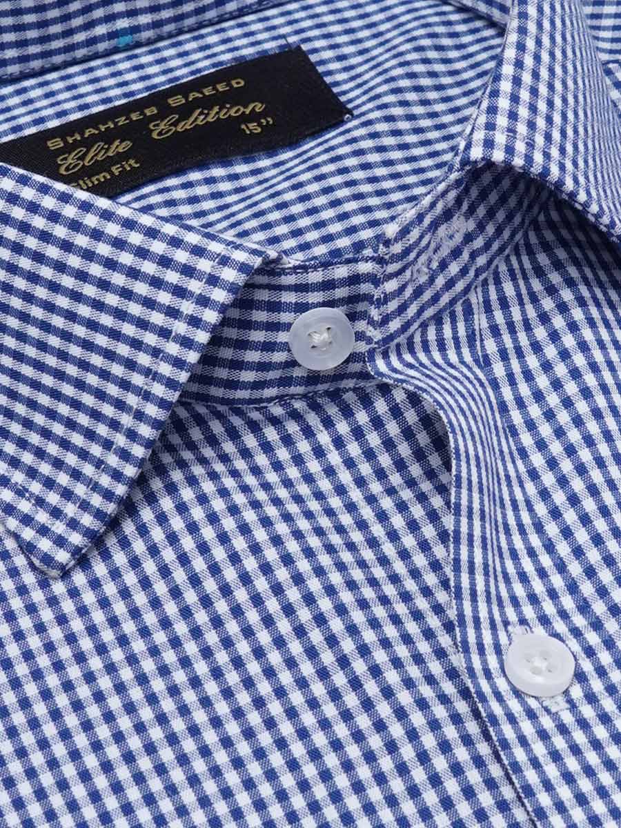 Dark Blue Checkered, Elite Edition, Cutaway Collar Men’s Formal Shirt (FS-2246)