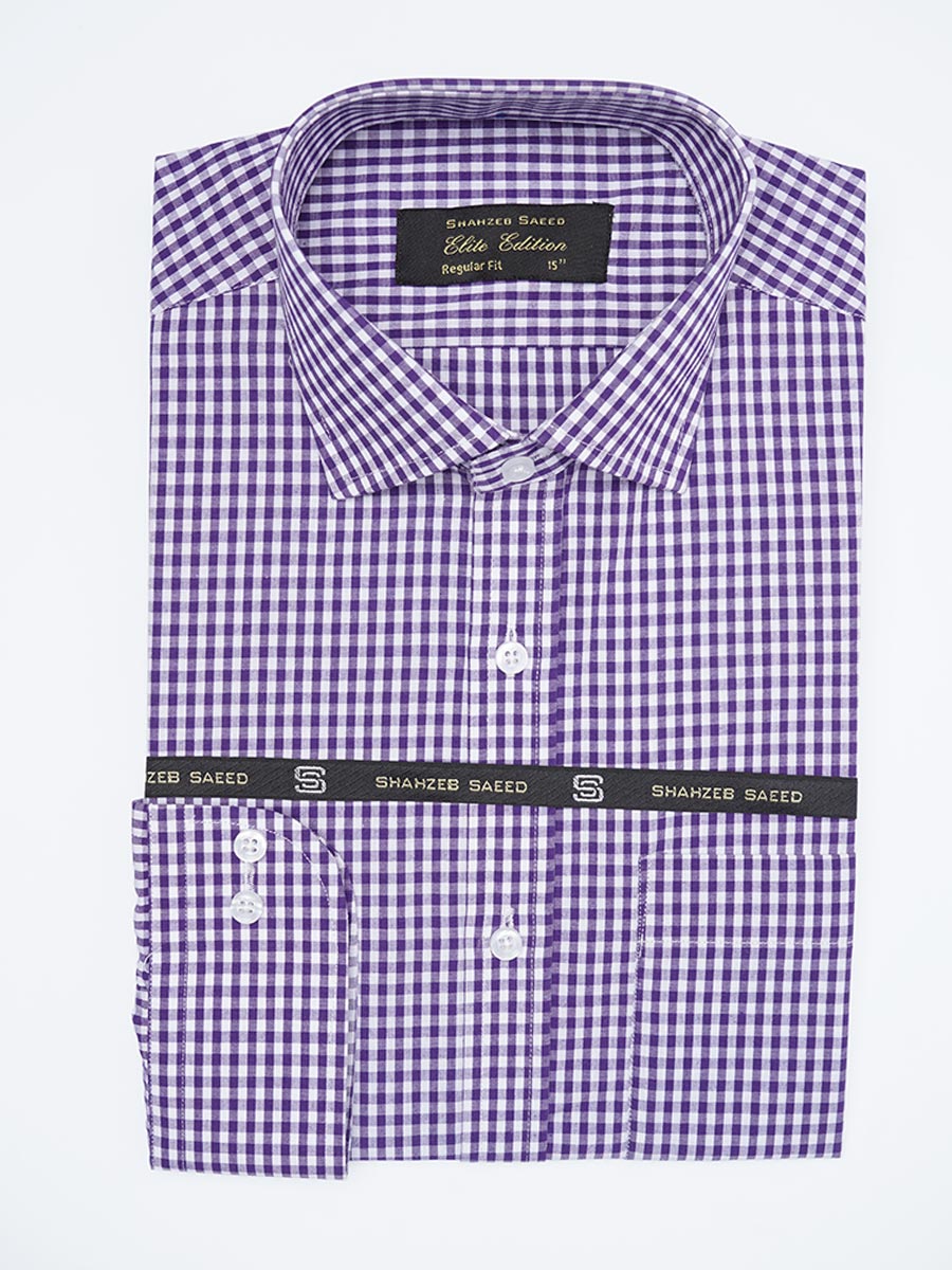 Light Purple Checkered, Elite Edition, Cutaway Collar Men’s Formal Shirt (FS-2250)