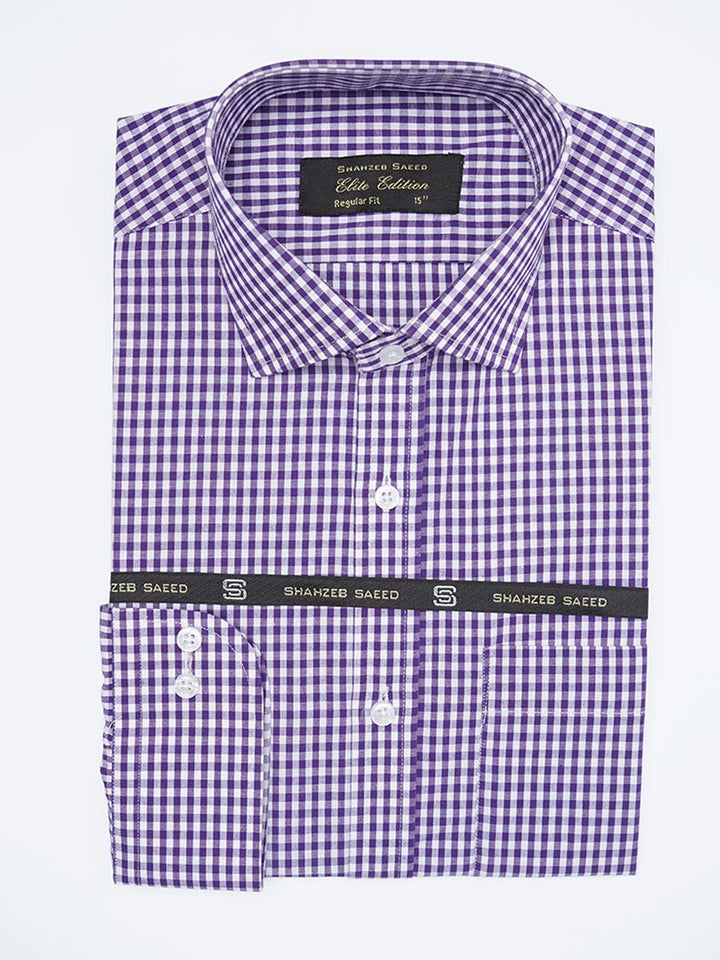 Light Purple Checkered, Elite Edition, Cutaway Collar Men’s Formal Shirt (FS-2250)