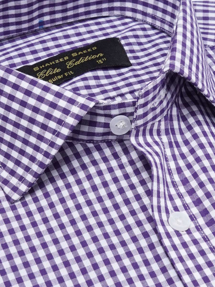 Light Purple Checkered, Elite Edition, Cutaway Collar Men’s Formal Shirt (FS-2250)