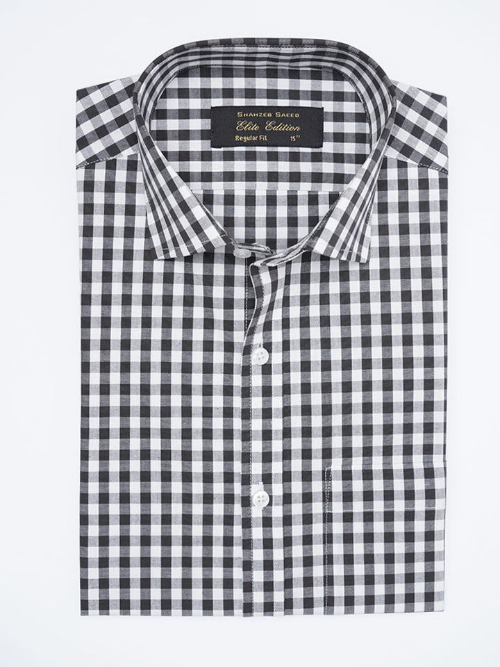 Black & White Checkered, Elite Edition, Cutaway Collar Men’s Formal Shirt (FS-2251)