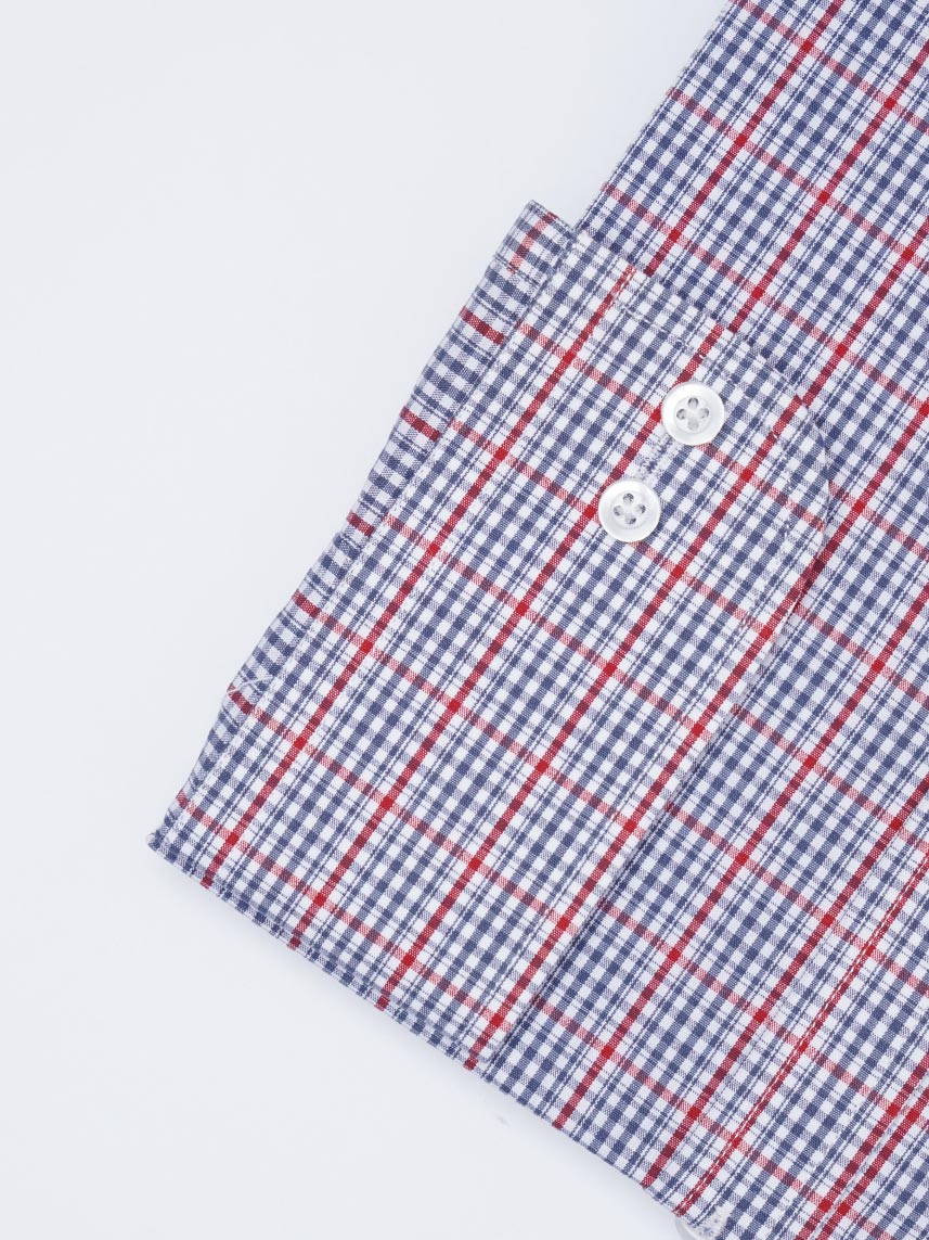 Blue & Red Checkered, Elite Edition, Cutaway Collar Men’s Formal Shirt (FS-2257)