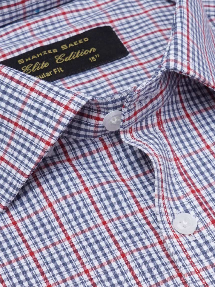 Blue & Red Checkered, Elite Edition, Cutaway Collar Men’s Formal Shirt (FS-2257)