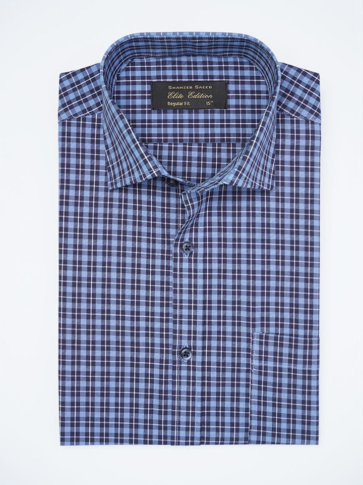 Blue Checkered, Elite Edition, Cutaway Collar Men’s Formal Shirt (FS-2262)