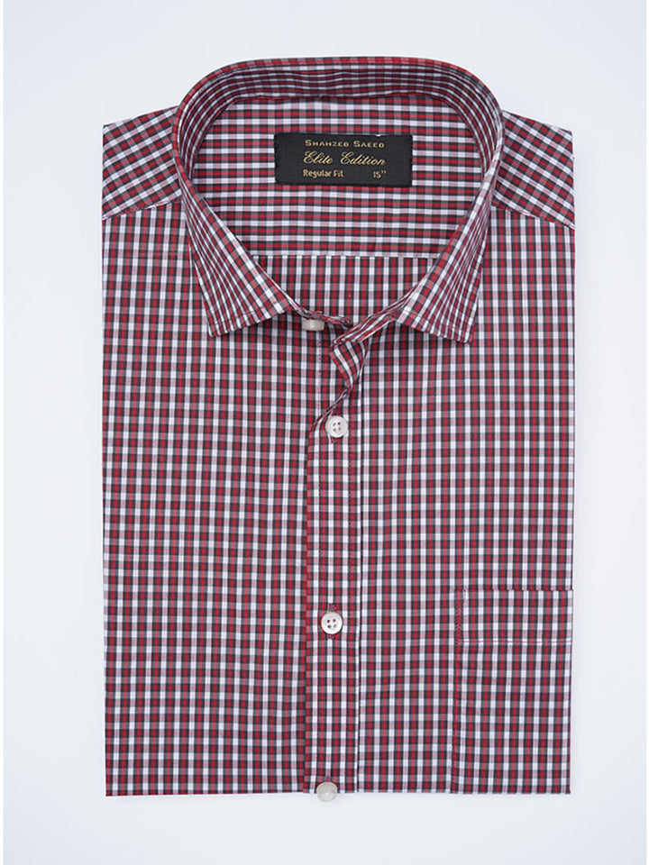 Black & Red Checkered, Elite Edition, Cutaway Collar Men’s Formal Shirt (FS-2263)