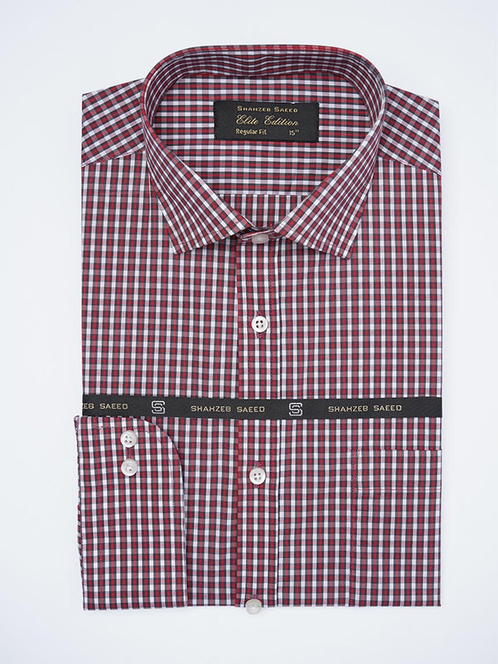 Black & Red Checkered, Elite Edition, Cutaway Collar Men’s Formal Shirt (FS-2263)