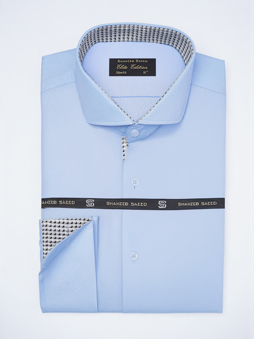 Sky Blue Plain, Elite Edition, Cutaway Collar Men’s Designer Formal Shirt (FS-2264)