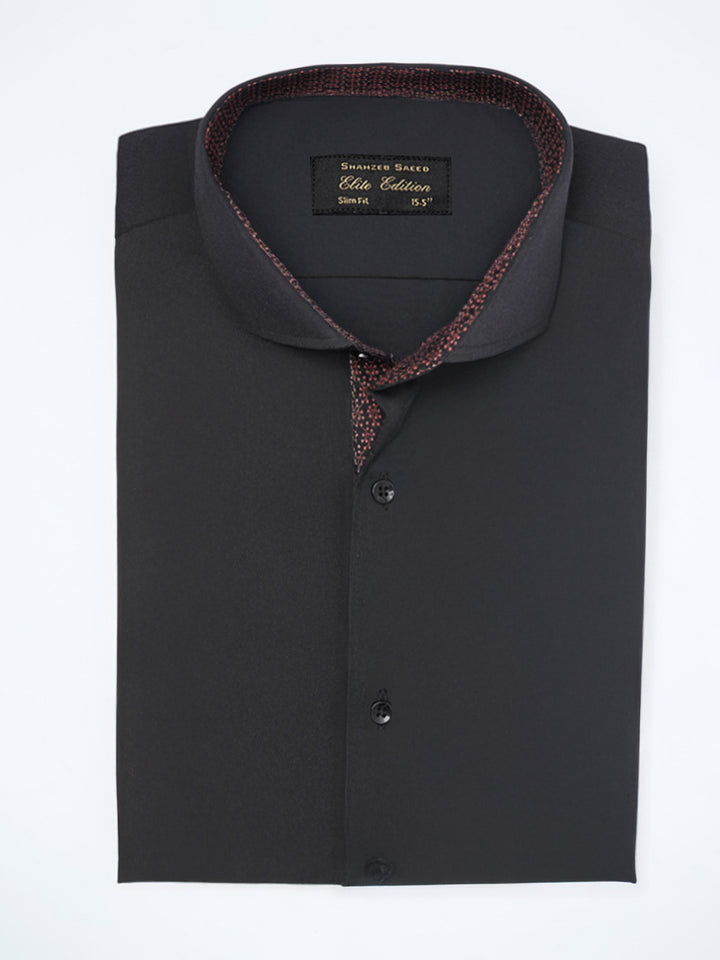 Black Plain, Elite Edition, Cutaway Collar Men’s Designer Formal Shirt (FS-2265)