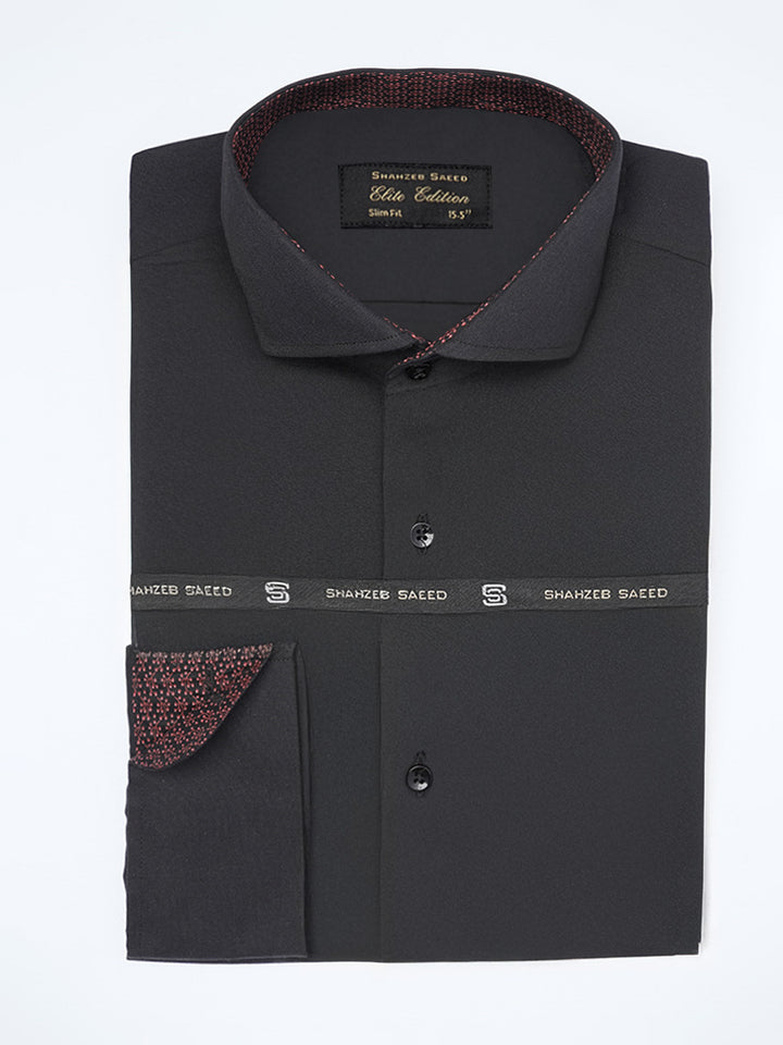 Black Plain, Elite Edition, Cutaway Collar Men’s Designer Formal Shirt (FS-2265)