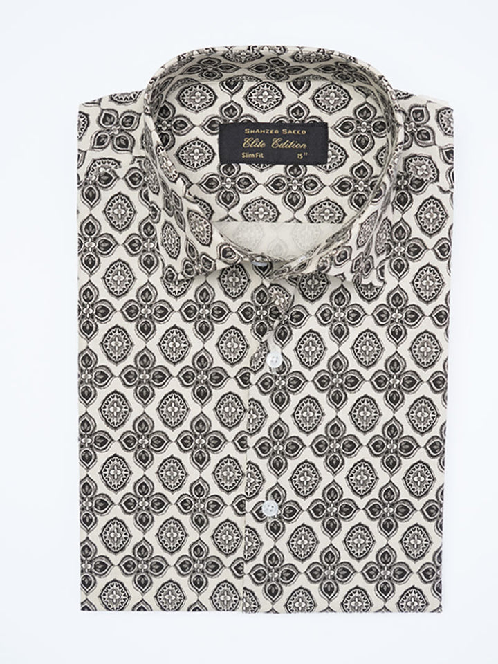 Black Printed, Elite Edition, Cutaway Collar Men’s Formal Shirt (FS-2275)