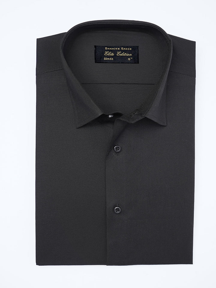 Black Plain, French Collar, Elite Edition, Men’s Formal Shirt (FS-2285)