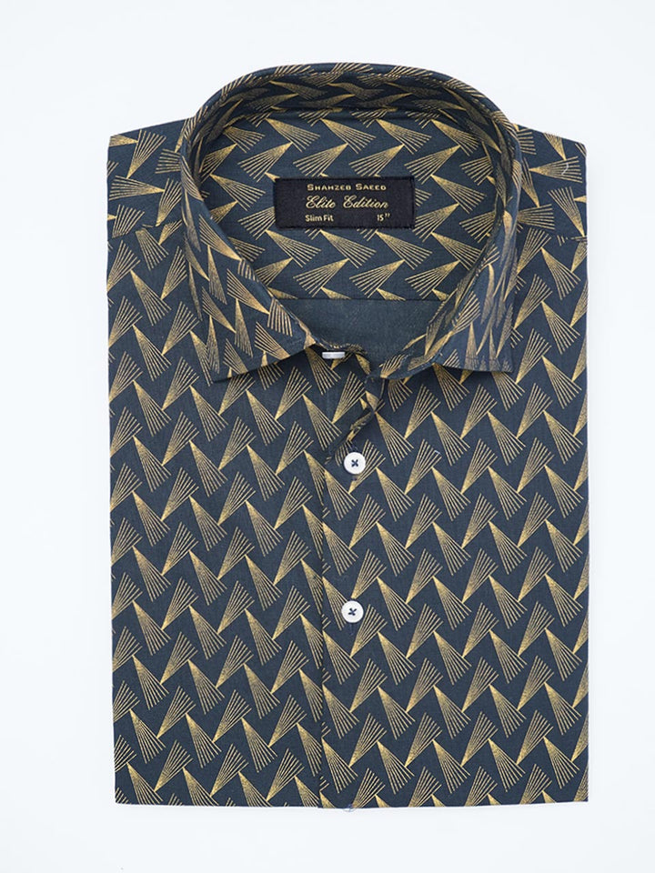 Green Printed, Elite Edition, Cutaway Collar Men’s Formal Shirt (FS-2288)