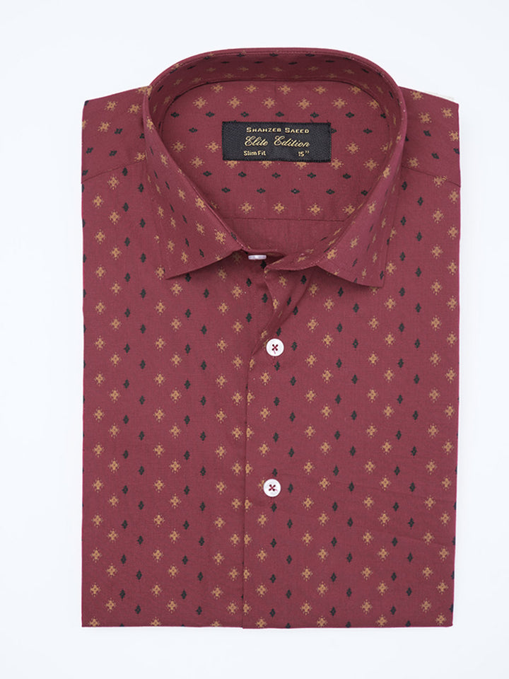 Black & Red Printed, Elite Edition, Cutaway Collar Men’s Formal Shirt (FS-2289)