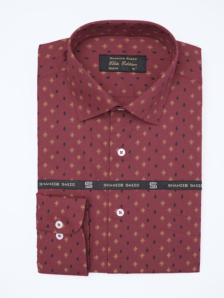 Black & Red Printed, Elite Edition, Cutaway Collar Men’s Formal Shirt (FS-2289)