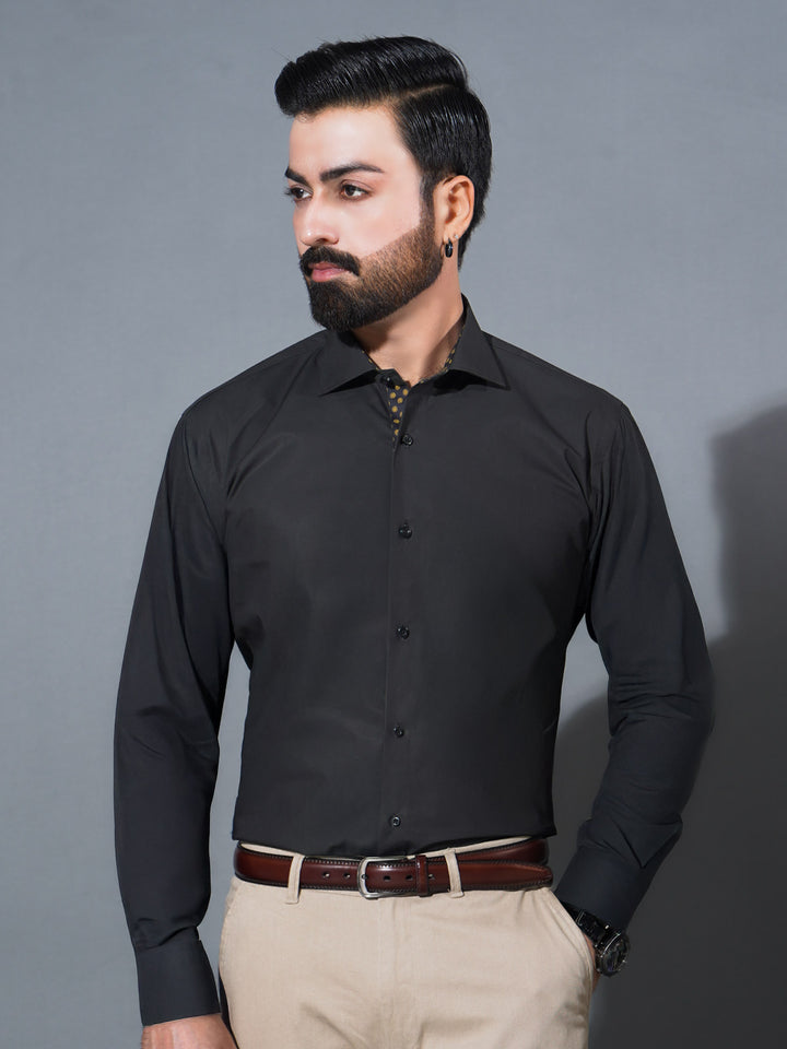 Black Plain, Elite Edition, Cutaway Collar Men’s Designer Formal Shirt (FS-2297)