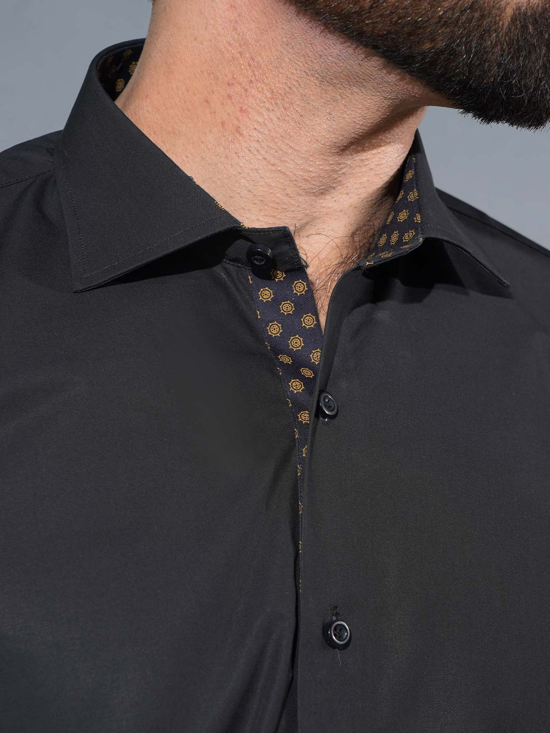 Black Plain, Elite Edition, Cutaway Collar Men’s Designer Formal Shirt (FS-2297)