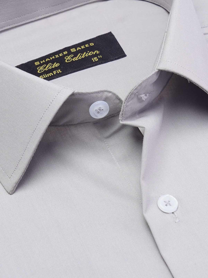 Grey Plain, French Collar, Elite Edition, Men’s Formal Shirt (FS-2307)