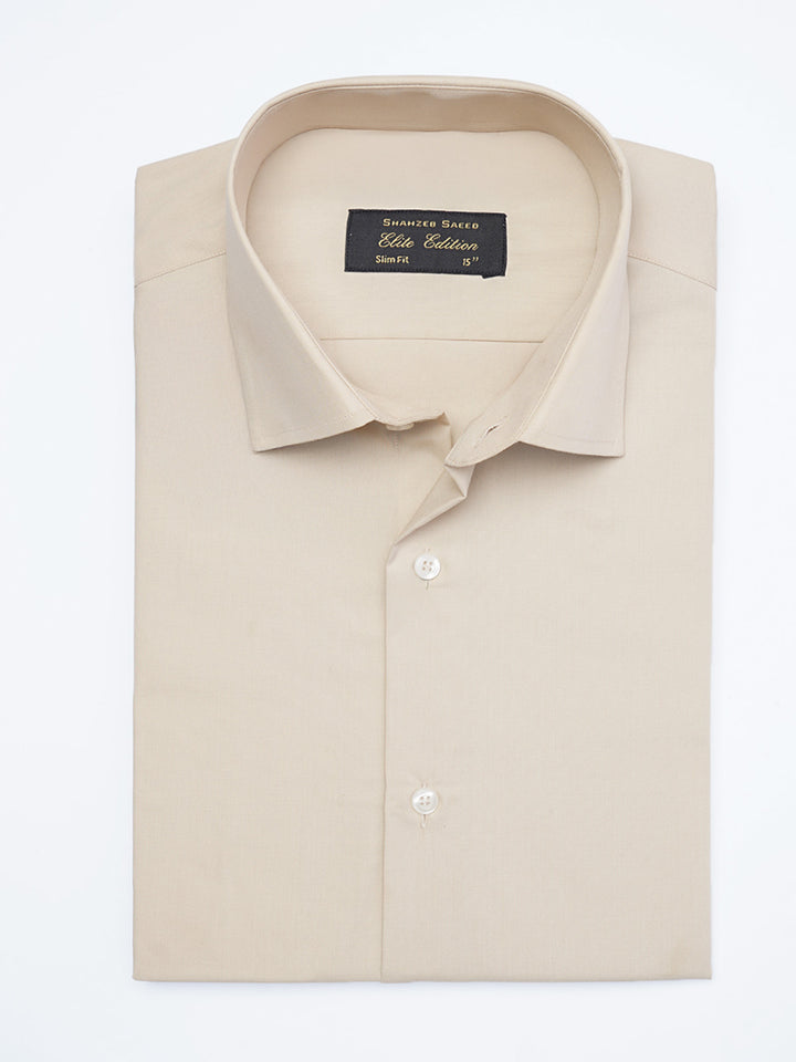 Beige Plain, French Collar, Elite Edition, Men’s Formal Shirt (FS-2309)