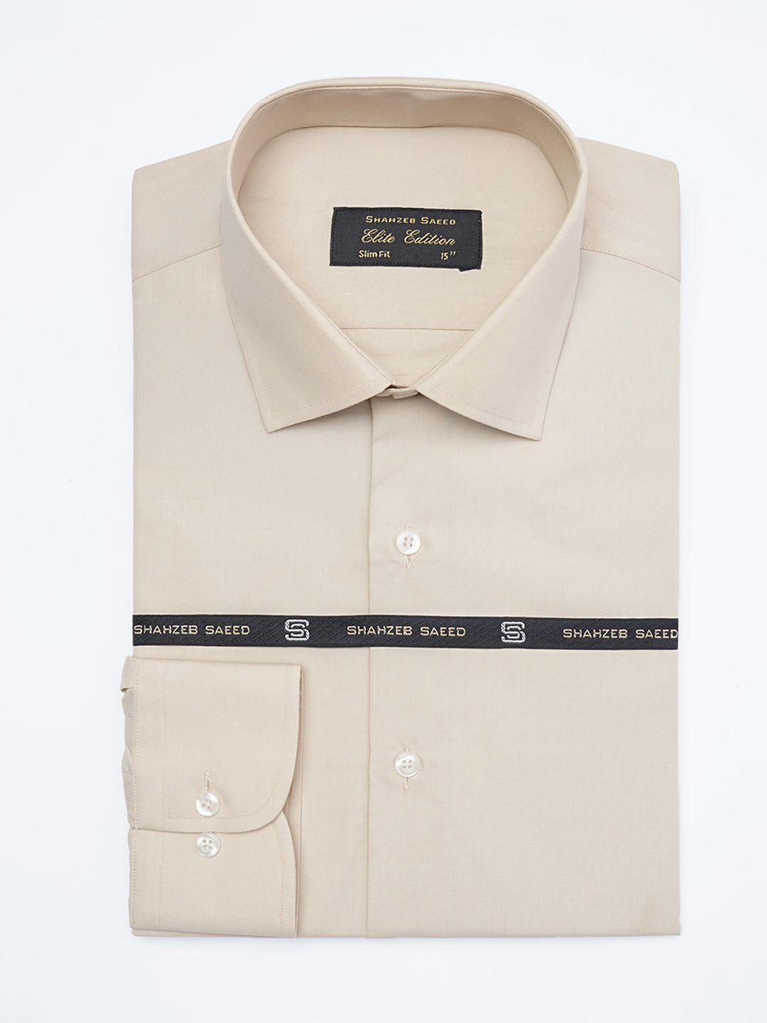 Beige Plain, French Collar, Elite Edition, Men’s Formal Shirt (FS-2309)