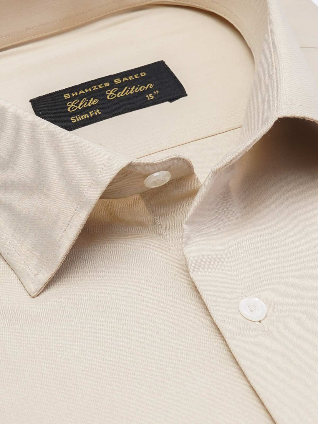 Beige Plain, French Collar, Elite Edition, Men’s Formal Shirt (FS-2309)