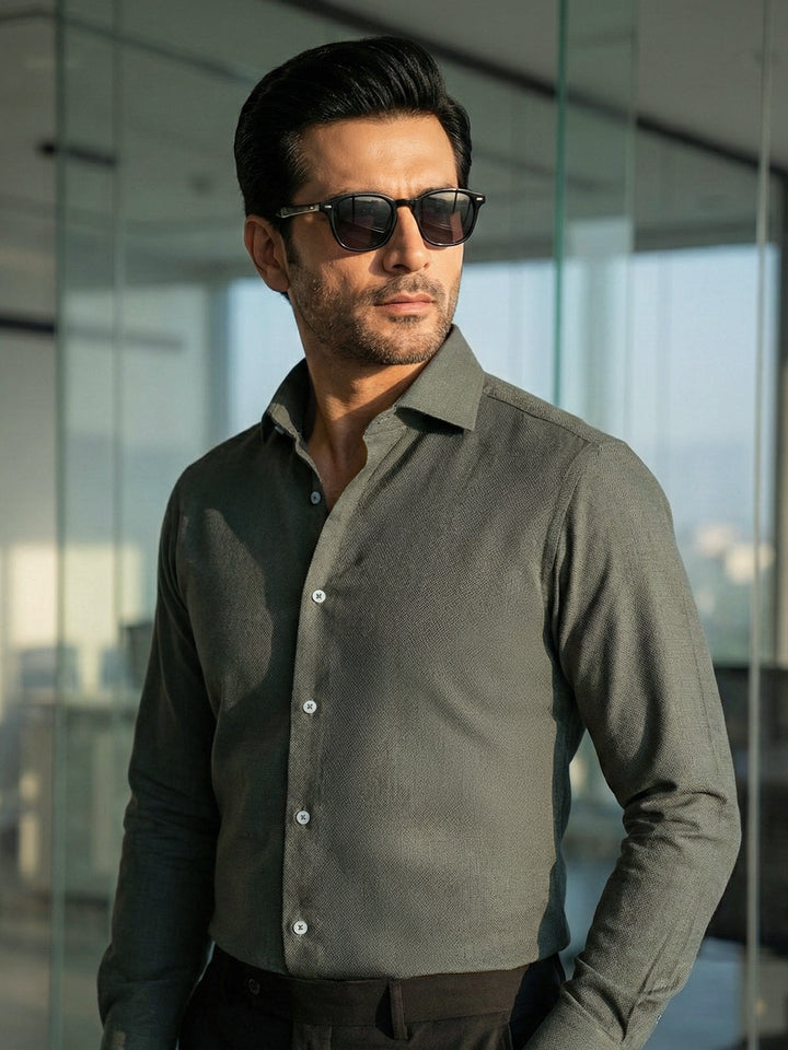 Olive Self, Cutaway Collar, Elite Edition, Men’s Formal Shirt (FS-2735)