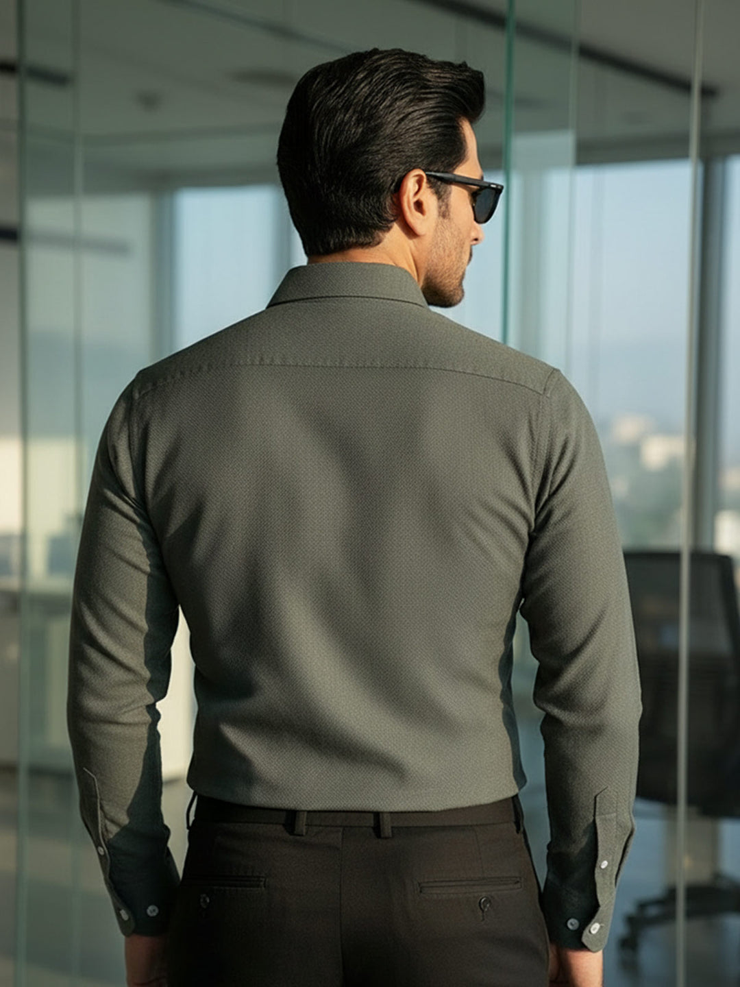 Olive Self, Cutaway Collar, Elite Edition, Men’s Formal Shirt (FS-2735)