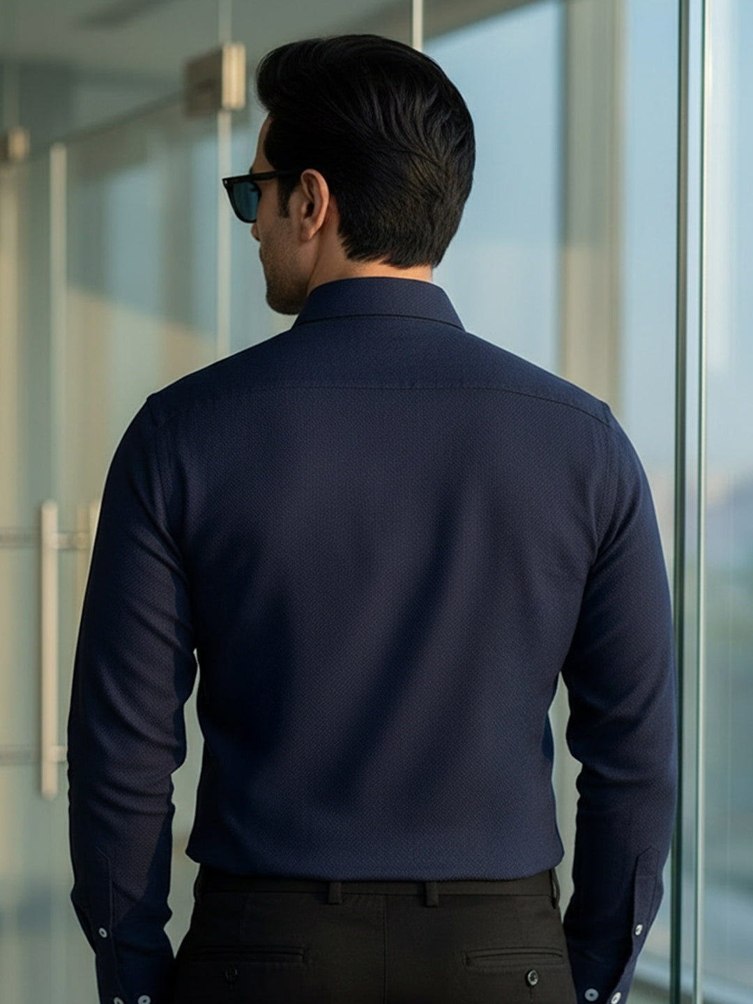 Navy Blue Self, Cutaway Collar, Elite Edition, Men’s Formal Shirt (FS-2736)