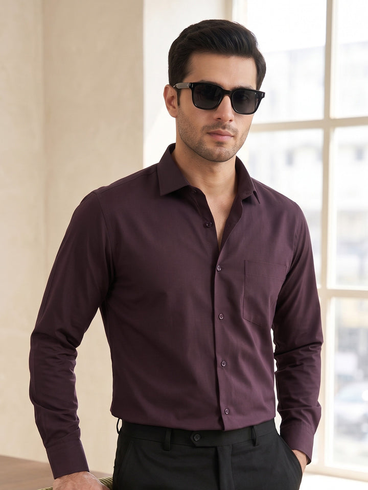Maroon Plain, Cutaway Collar, Poplin Formal Shirt (FS-2896)