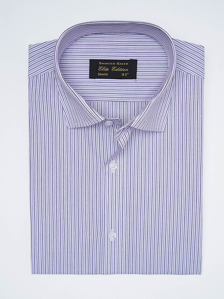 Black & White Striped, Elite Edition, Cutaway Collar Men’s Formal Shirt (FS-2904)