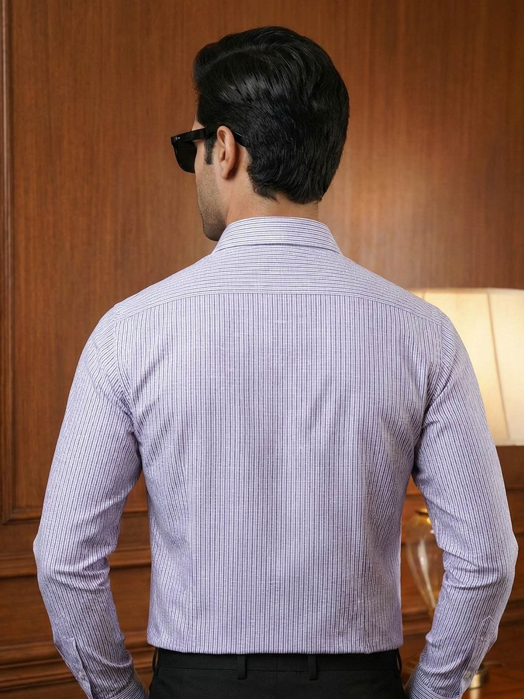 Black & White Striped, Elite Edition, Cutaway Collar Men’s Formal Shirt (FS-2904)