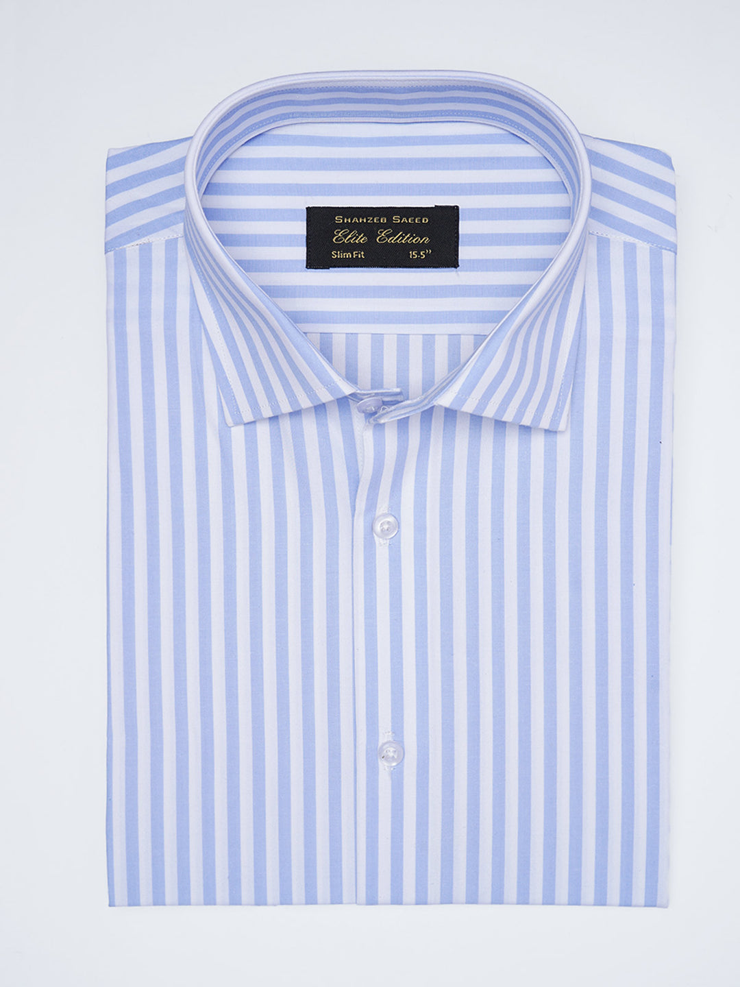 White & Blue Striped, Elite Edition, Cutaway Collar Men’s Formal Shirt (FS-2906)