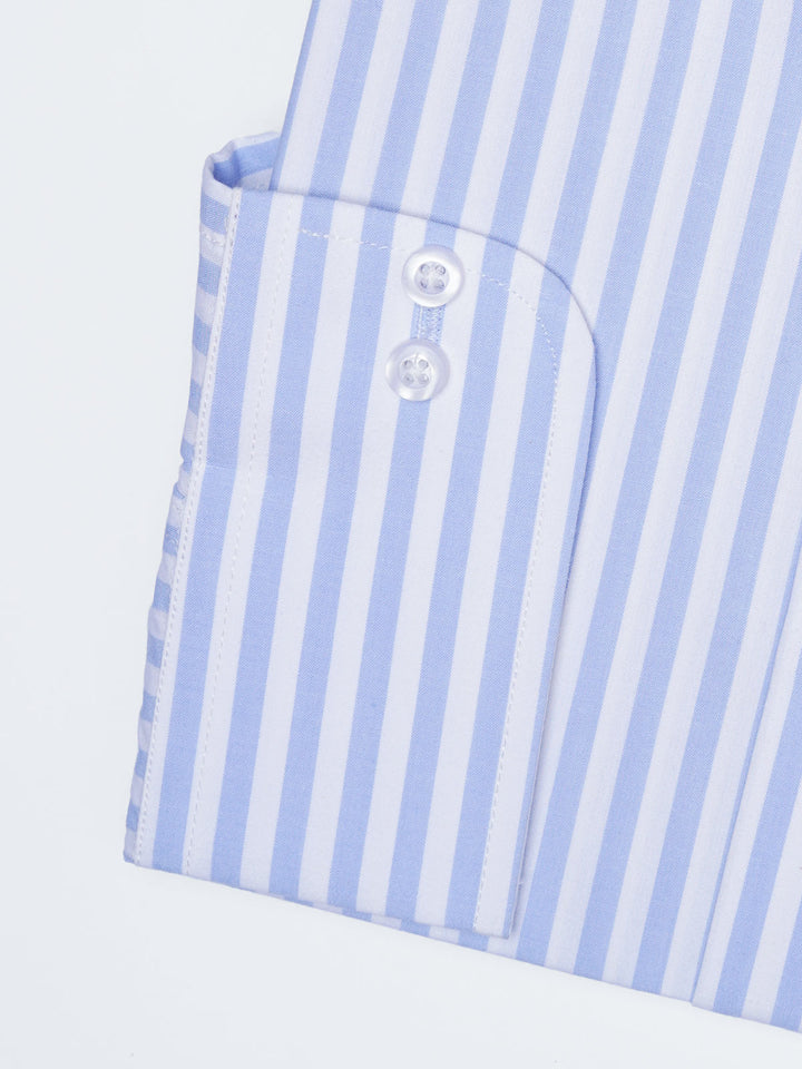 White & Blue Striped, Elite Edition, Cutaway Collar Men’s Formal Shirt (FS-2906)