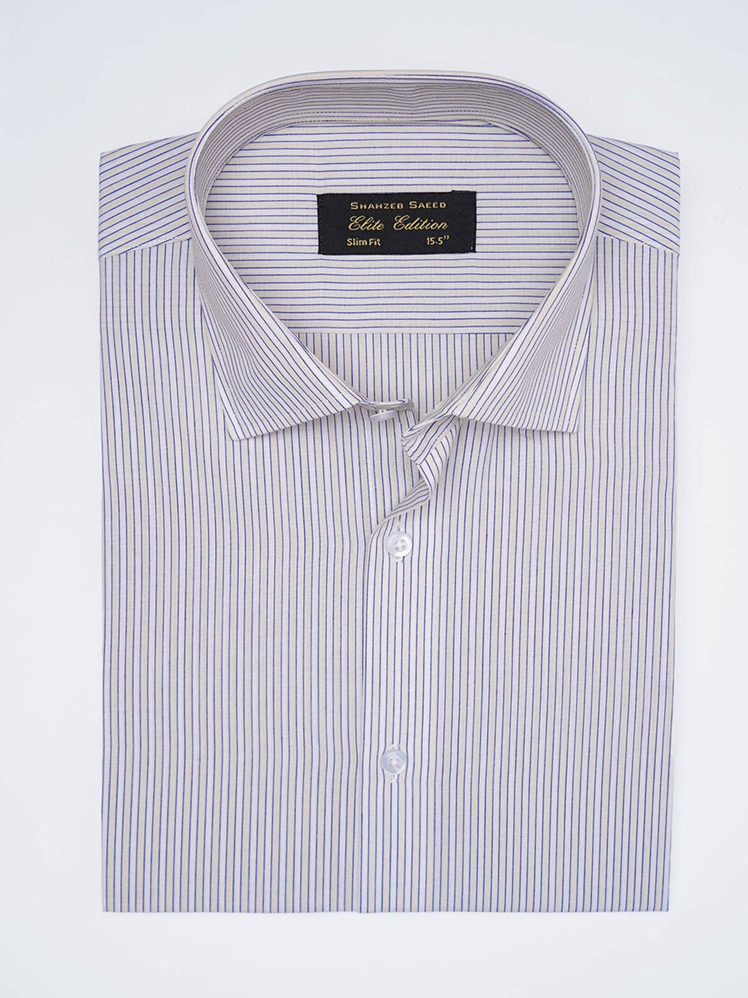 White & Fawn Striped, Elite Edition, Cutaway Collar Men’s Formal Shirt (FS-2907)