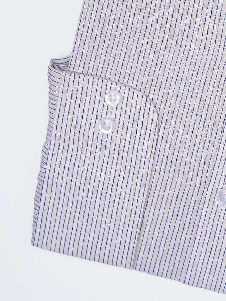 White & Fawn Striped, Elite Edition, Cutaway Collar Men’s Formal Shirt (FS-2907)