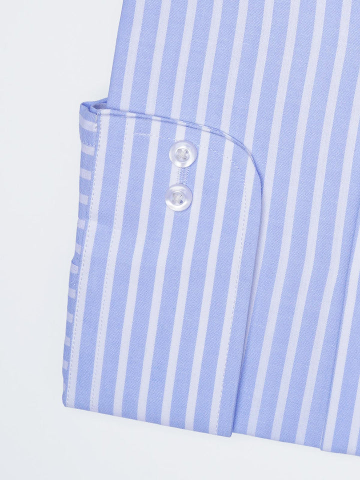 White & Blue Striped, Elite Edition, Cutaway Collar Men’s Formal Shirt (FS-2908)