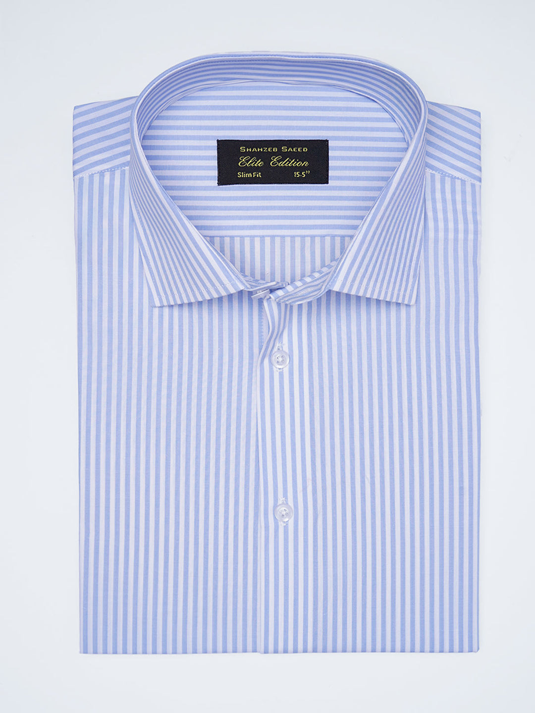 White & Blue Striped, Elite Edition, Cutaway Collar Men’s Formal Shirt (FS-2910)