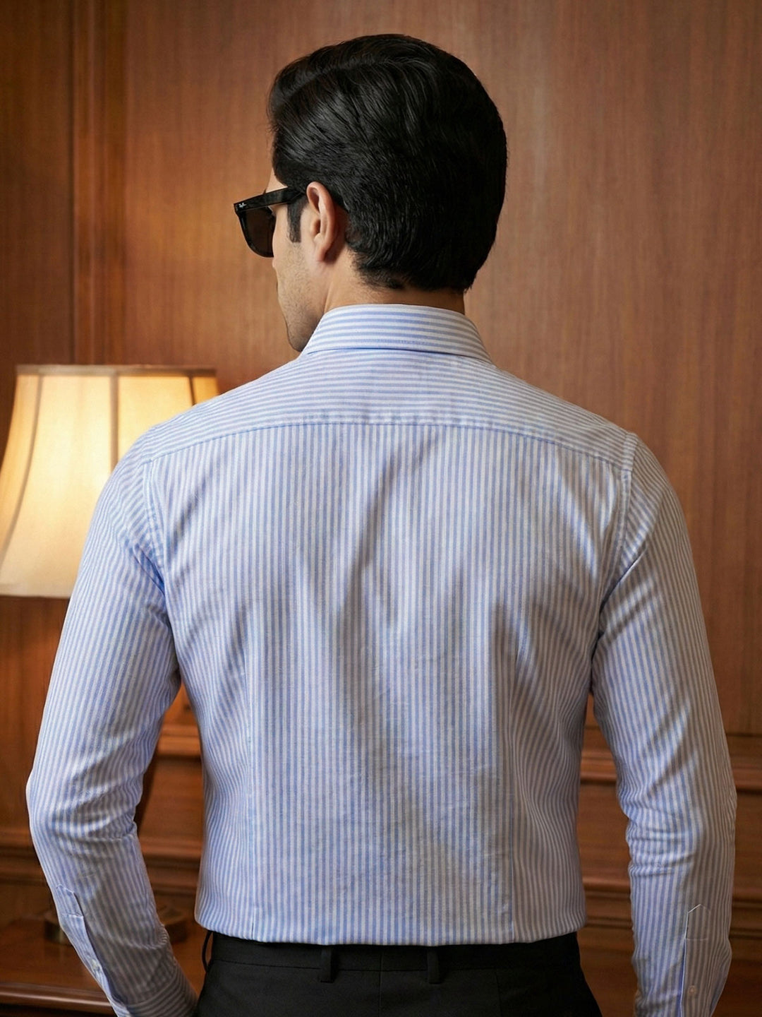 White & Blue Striped, Elite Edition, Cutaway Collar Men’s Formal Shirt (FS-2910)