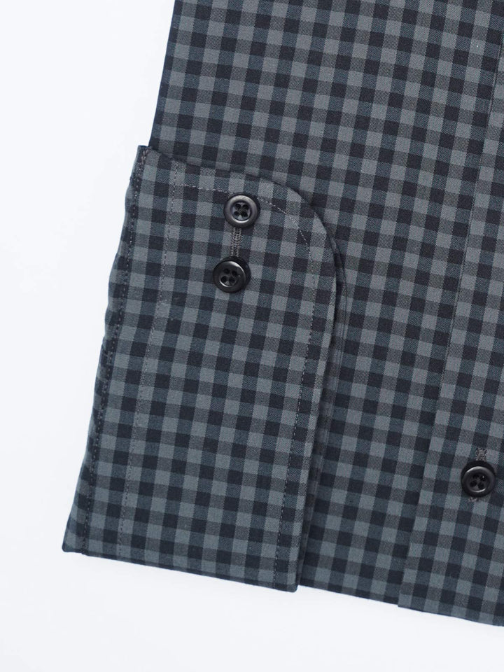 Black & Green Checkered, Elite Edition, Cutaway Collar Men’s Formal Shirt (FS-2959)