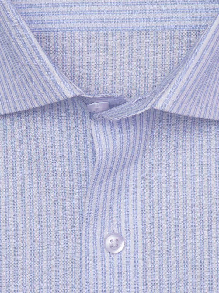 Blue & White Striped, Elite Edition, Cutaway Collar Men’s Formal Shirt (FS-2968)
