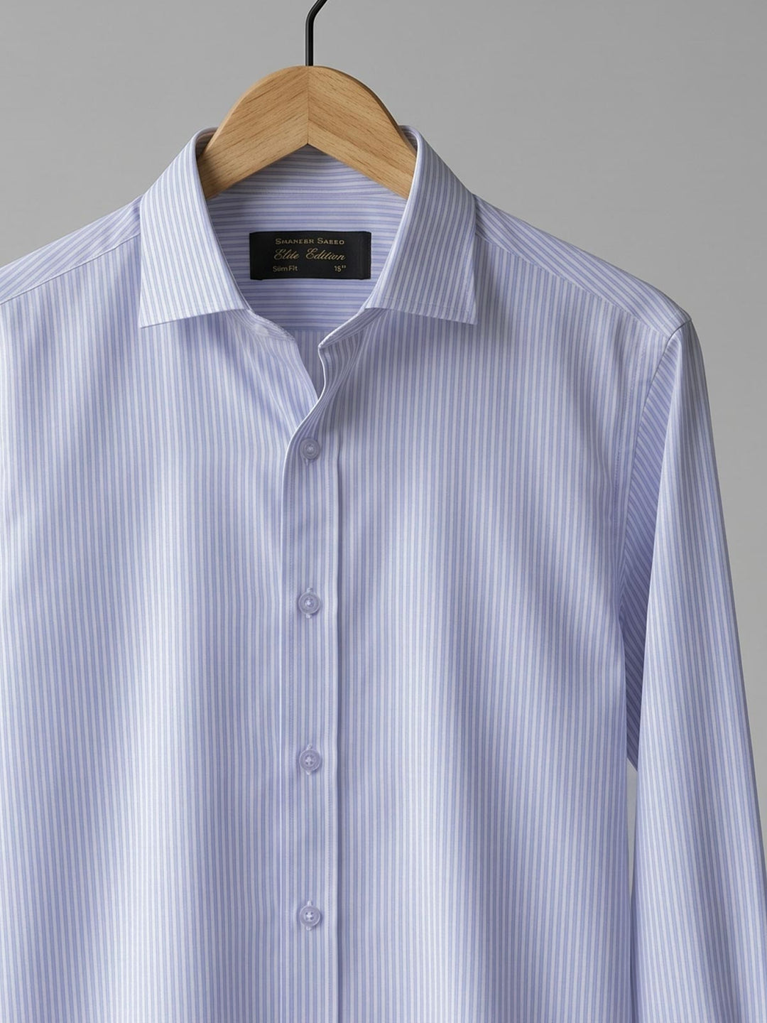 Blue & White Striped, Elite Edition, Cutaway Collar Men’s Formal Shirt (FS-2968)