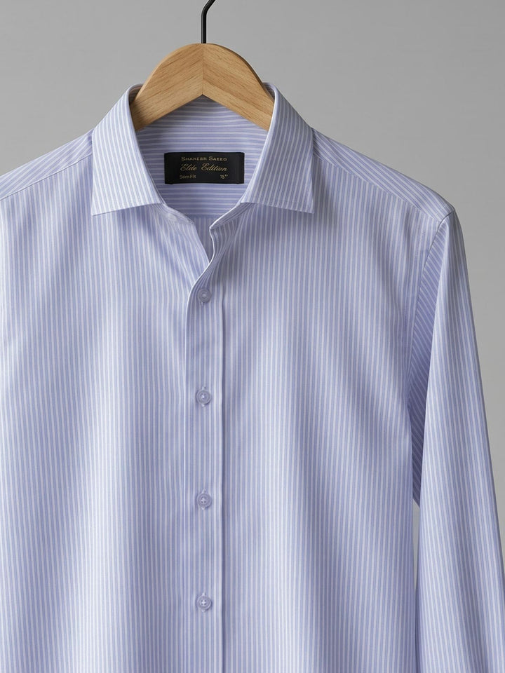 Blue & White Striped, Elite Edition, Cutaway Collar Men’s Formal Shirt (FS-2968)