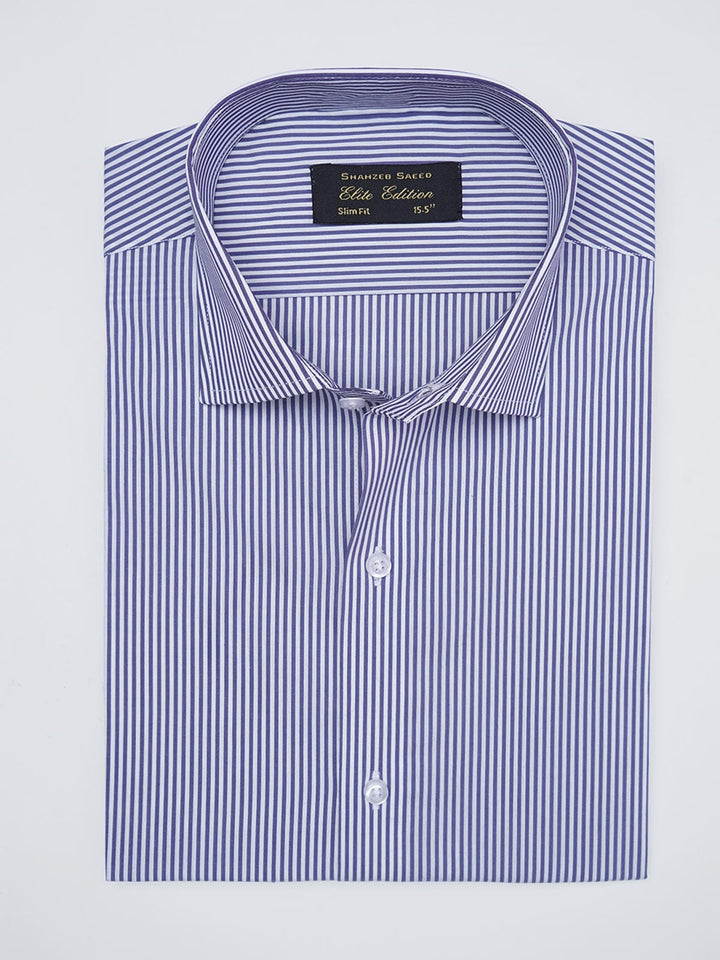 Blue & White Striped, Elite Edition, Cutaway Collar Men’s Formal Shirt (FS-2969)