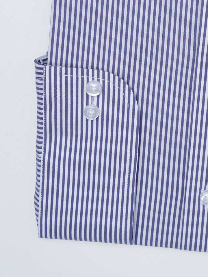 Blue & White Striped, Elite Edition, Cutaway Collar Men’s Formal Shirt (FS-2969)