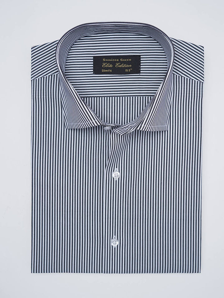 Grey & White Striped, Elite Edition, Cutaway Collar Men’s Formal Shirt (FS-2970)