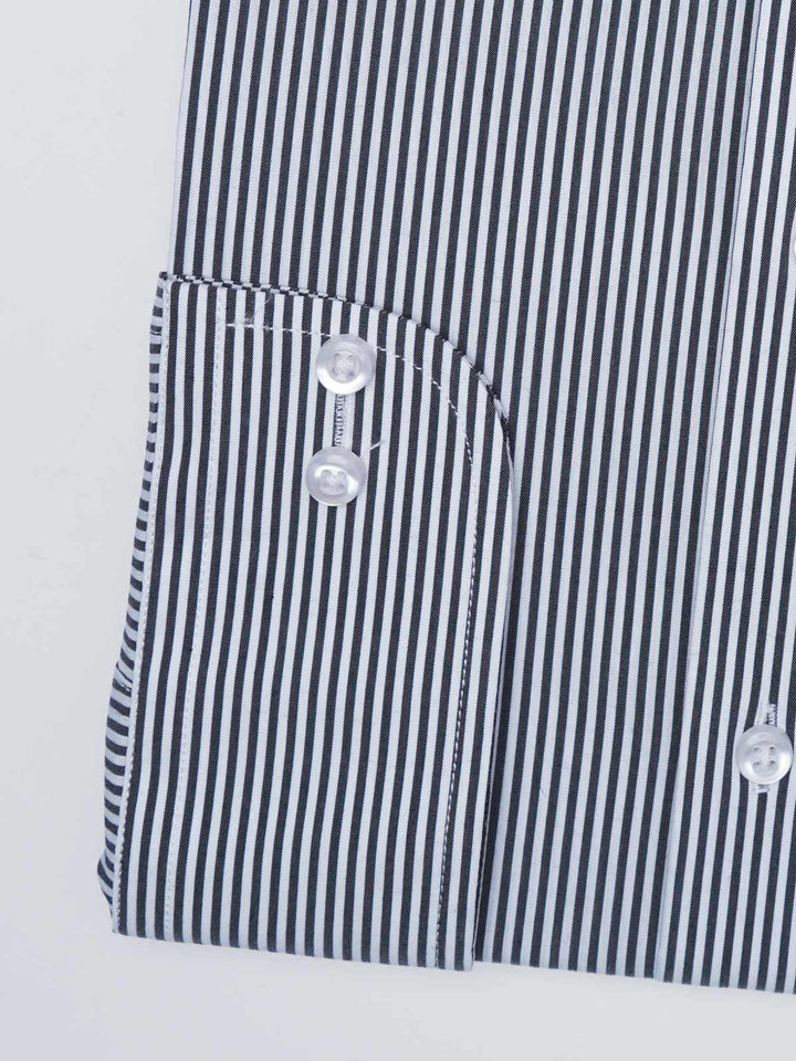 Grey & White Striped, Elite Edition, Cutaway Collar Men’s Formal Shirt (FS-2970)